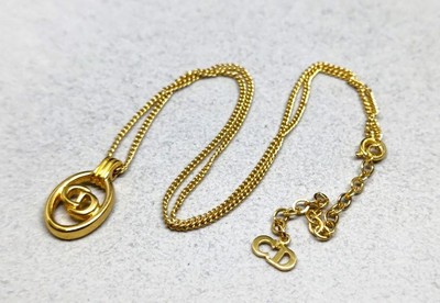 Christian Dior CD logo gold color necklace 40236 | eBay