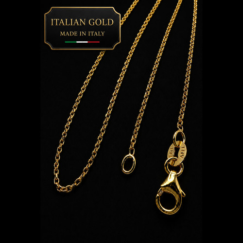 14K Solid Gold Diamond Cut Cable Chain 1mm Necklace 16" - 24" Italian Gold
