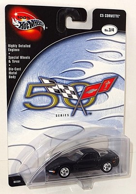 Hot Wheels 2003 Preferred Corvette 50th 3/4 C5 Corvette Black w/ Real Riders
