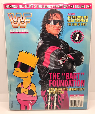 #ad WWF Magazine May 1997 Bret Hart amp; Bart Simpson Cover The Bart Foundation Vintage $49.95