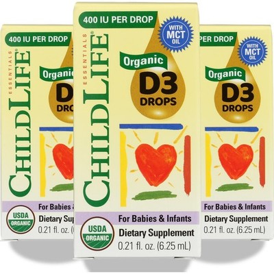 Childlife Organic Vitamin D3 Drops For Babies & Infants 3 Pack