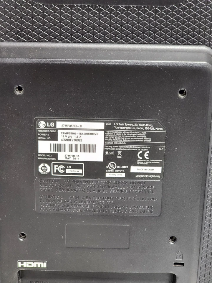 LG 27MP35HQ-B 27" IPS 60Hz 1920x1080p LED Monitor NO STAND USED. - Image 3 of 4