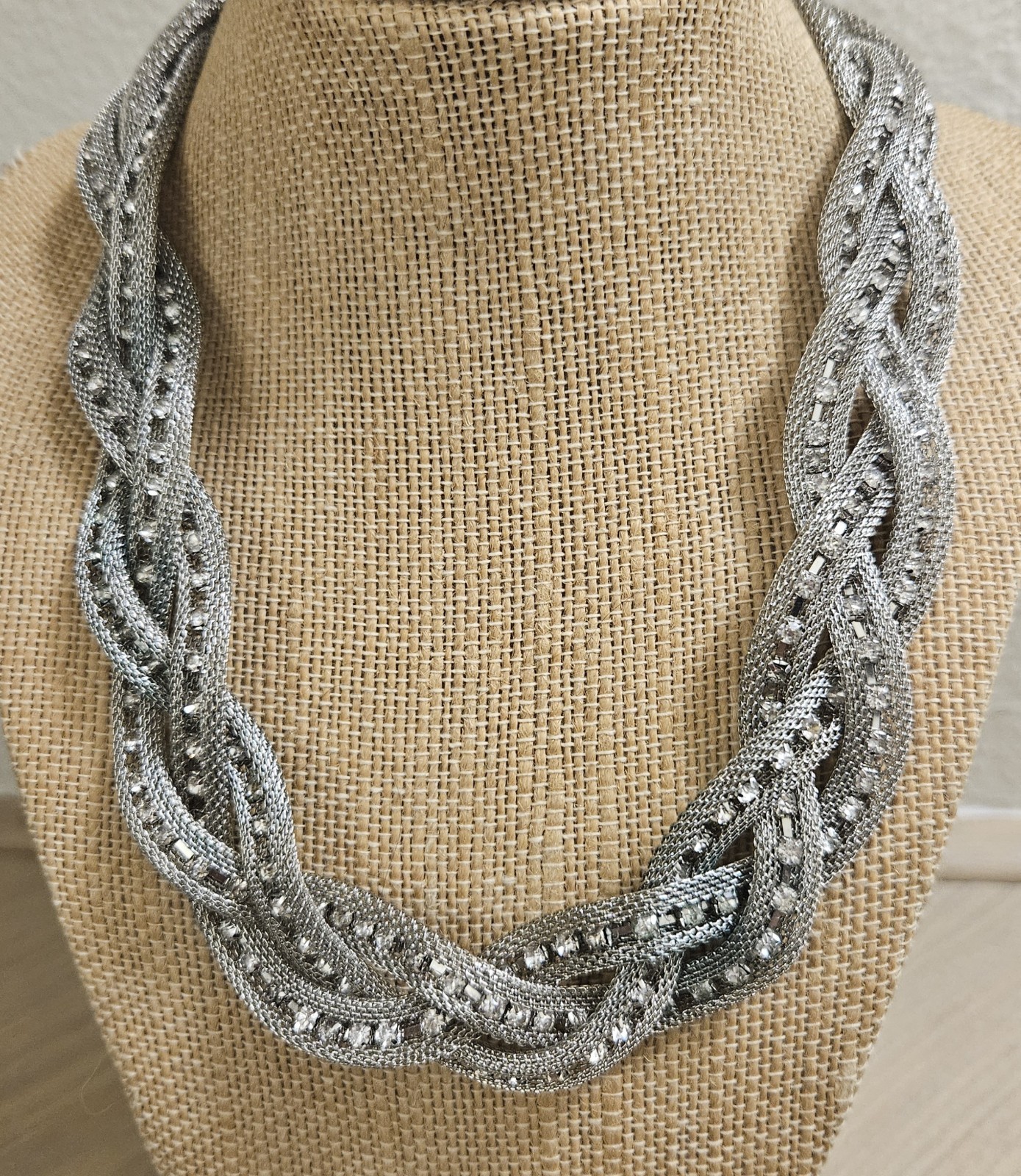 Stella & Ruby Silver Braid Mesh Rhinestones Magne… - image 1