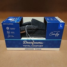 Dearfoams Mens Large 11-12 Total Comfort Memory Foam Slipper Gray Black