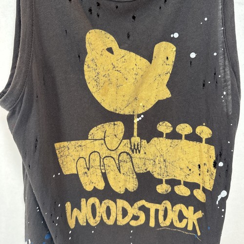 Chaser Women’s Tank Top Size Medium Color Gray Distressed “ Woodstock” - Picture 3 of 10