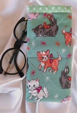 Sunglasses Case Soft Fabric Travel Pouch Handmade Kittens Sunglasses Snap Close