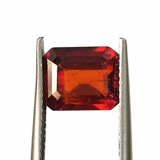 AAA+ Natural Red Hessonite Garnet 6.9X8.3 Emerald Cut Faceted Gemstone 3.30 CTS