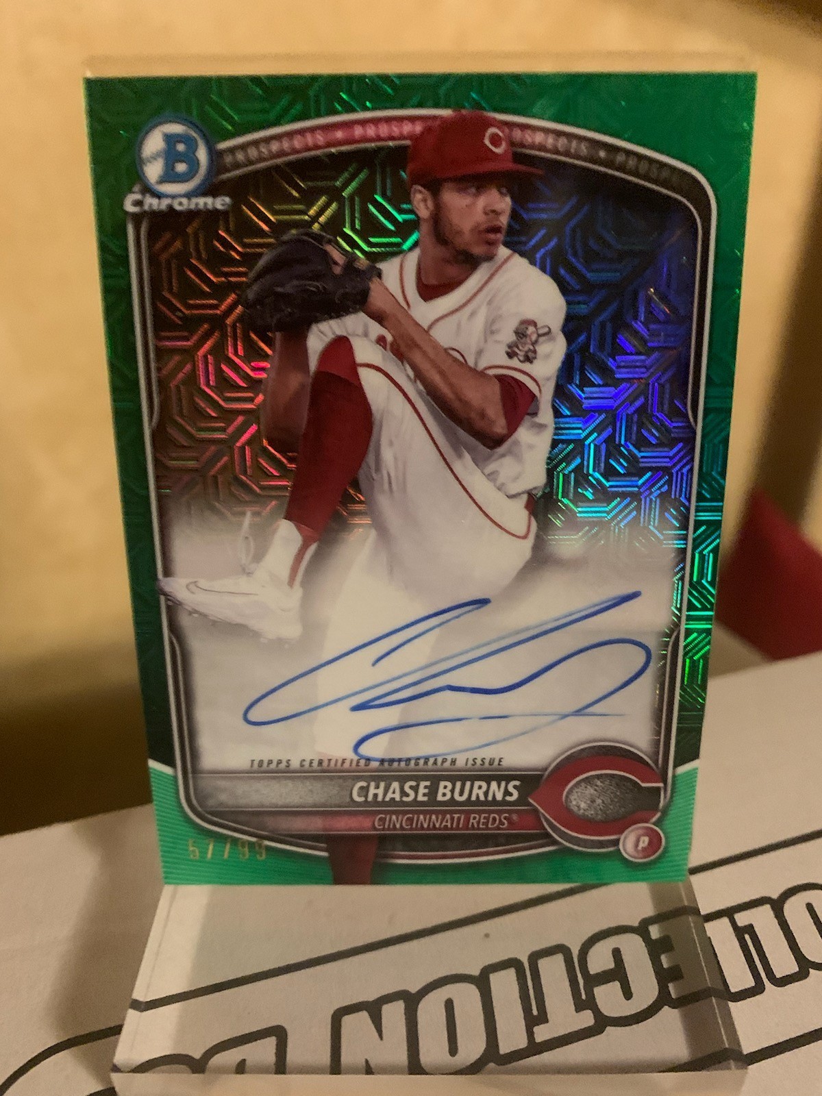 Chase Burns 2025 Bowman Chrome Mega Mojo Green Refractor Auto /99 #BMA-CB
