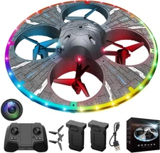 Round Foam RC UFO Drone with Camera – Smart Obstacle Avoidance, Black 