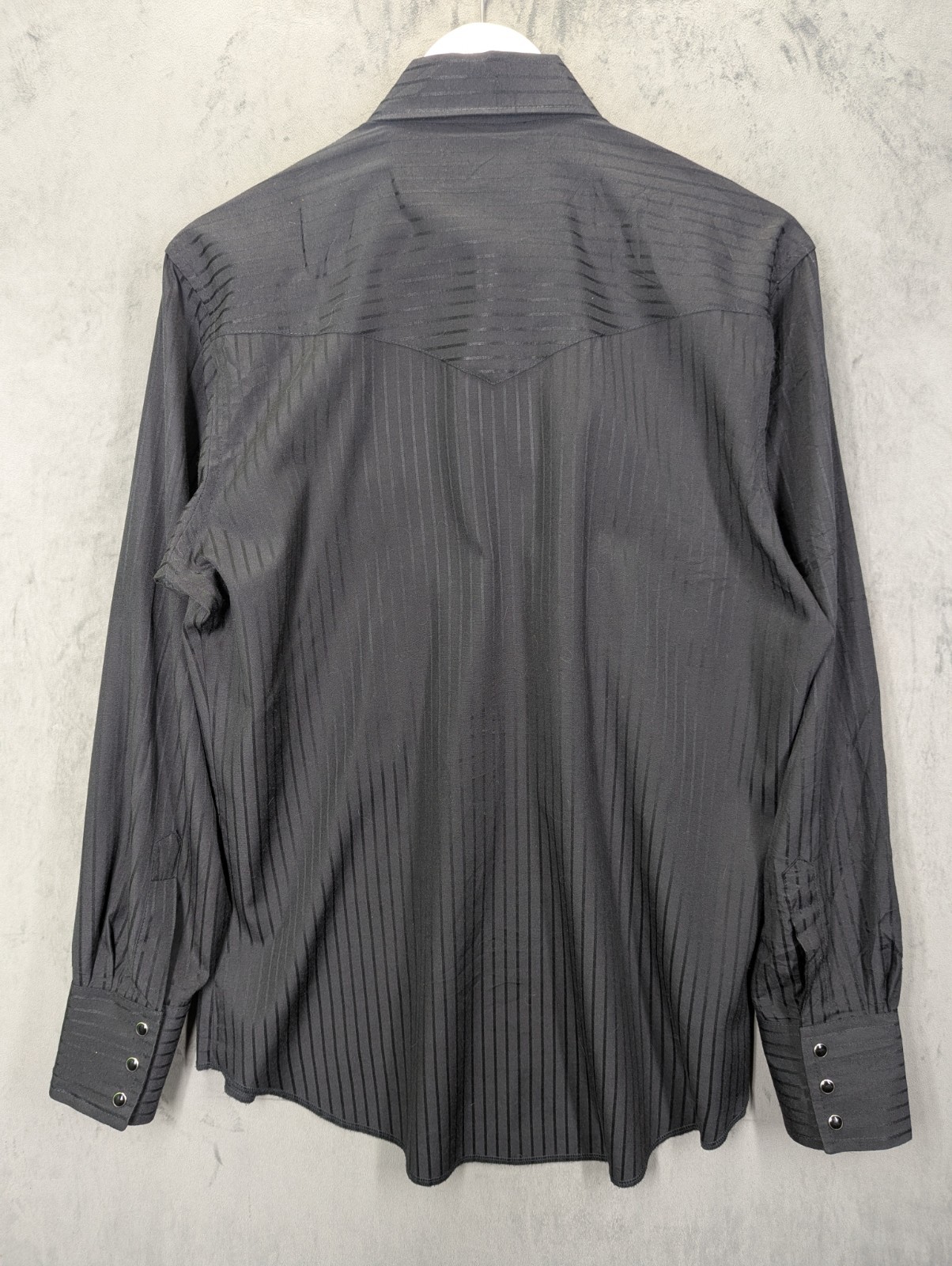 Wrangler Black Striped Pearl Snap Long Sleeve Western Shirt Men’s Size Medium image 3