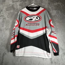 Answer Racing Long Sleeve Graphic T-Shirt White Gray Black Red Size XL
