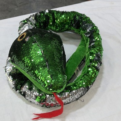 Fun Express Sequined Snake Plush Doll Green Silver 2018 13824035