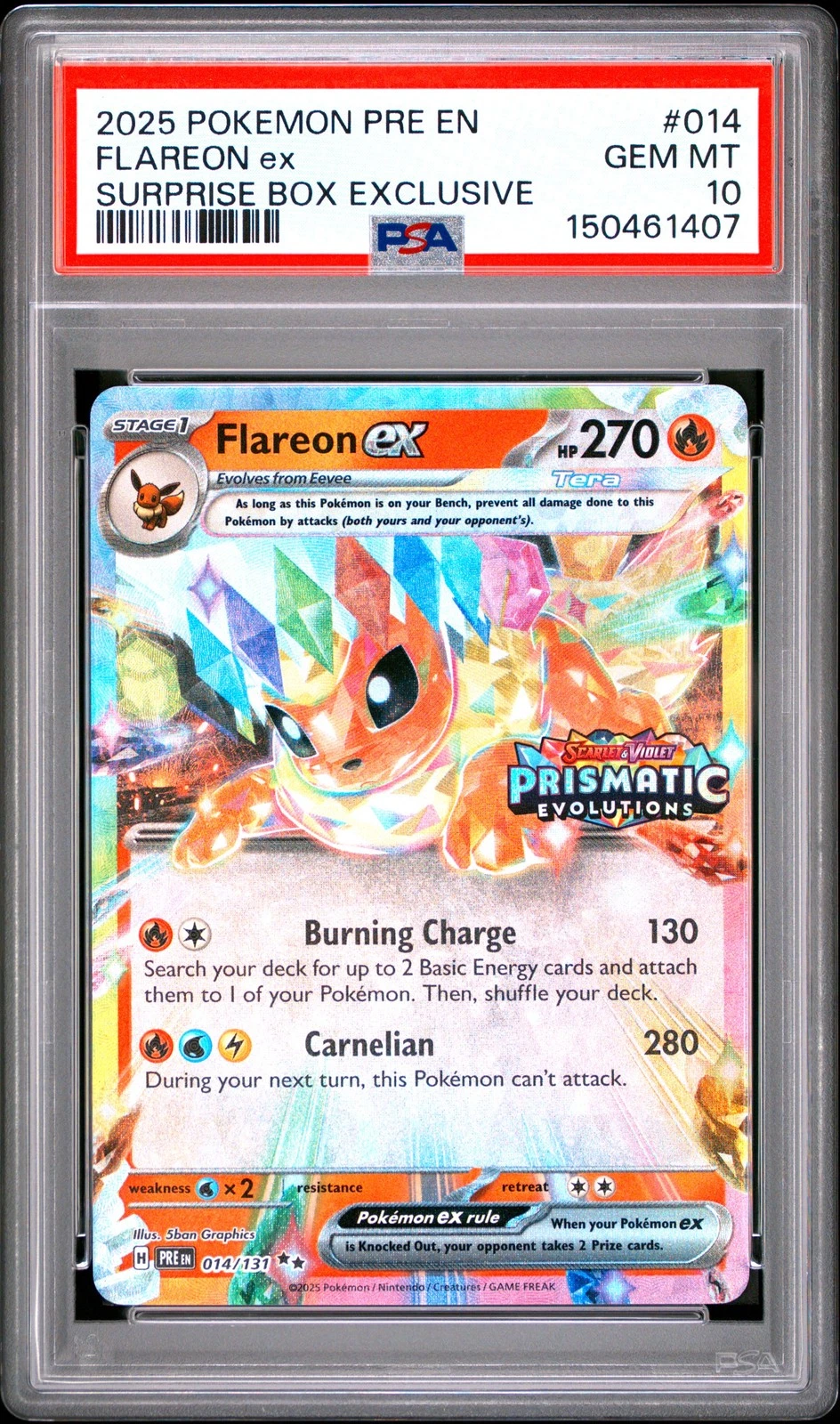 PSA 10 Flareon EX Surprise Box Exclusive Stamp 014/108 Pokemon