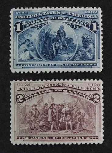 CKStamps: US Stamps Collection Scott#230 Mint NH OG #231 LH OG Broken Hat