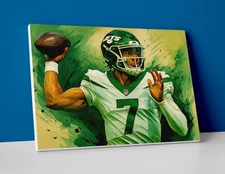 Justin Fields Jets Poster or Canvas -  Justin Fields NY Jets Painting Wall Art