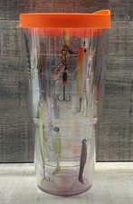 Tervis 24oz Fishing Lures Tumbler Orange Lid Angler Outdoors Made in USA