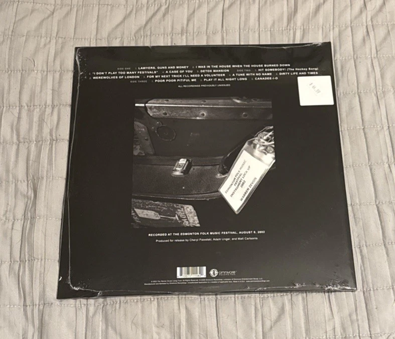 WARREN ZEVON EPILOGUE LIVE AT THE EDMONTON FOLK 2025 RSD BLACK FRIDAY 2X LP! NEW - Image 3 of 4