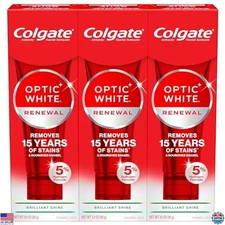 Colgate Optic White Renewal Whitening Toothpaste 3 Pack - Fluoride & Peroxide