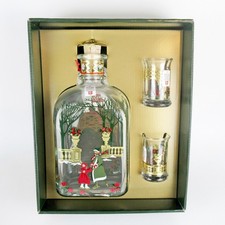 Holmegaard Glas Weihnachtsflasche + Schnapsgläser 1997 Golden Christmas Denmark