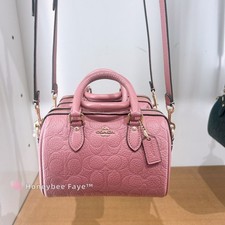 NWT Coach Mini Rowan Crossbody Bag In Signature Leather gold/peony