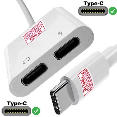 USB-C Audio + Charging Adapter Splitter compatible for Phone, Tablet, Laptop