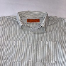 Vintage Red Kap Men  s XL-RG Striped Work shirt SP10 GW3 Made In USA Mechanic