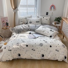 Space Duvet Cover Set Twin 100 Cotton Bedding Cartoon Astronaut Rocket Universe