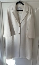 Zara Wool Blend Textured Coat Ivory White Size M