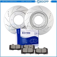 Front Drilled Slotted Brake Rotor Performance Ceramic Pad Kit for Toyota Sequoia