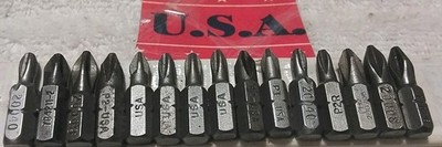 15PC USA-MADE ASSORTED PHILLIPS 1/4''×1'' HEX DRIVER BIT SET USA  