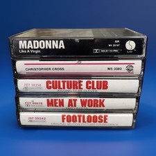 80  s Cassette Lot 5 Footloose, Madonna Culture Club, Men At Work, C. Cross VG 