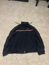 Nike Windbreaker Jacket Black Red White Full Zip Stand-Up Collar Logo Men's L