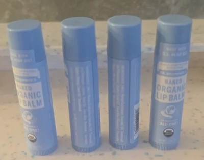 (4 Pack) Dr. Bronner's Magic Soaps Organic Naked Unflavored Lip Balm, 0.15 Ounce