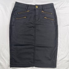 Express Jeans Washed Black Pencil Skirt Zipper Pockets Knee Length