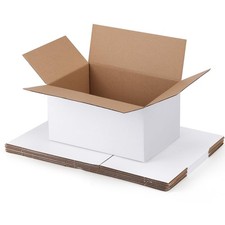 Shipping Boxes 9x6x4 Set of 6, White Corrugated Cardboard Box for Mailing Bus...