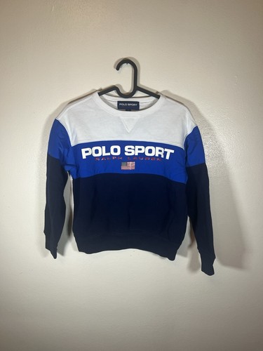 Polo Sport Ralph Lauren Boy’s Sweatshirt Size Medium (8-10) Striped Navy Blue