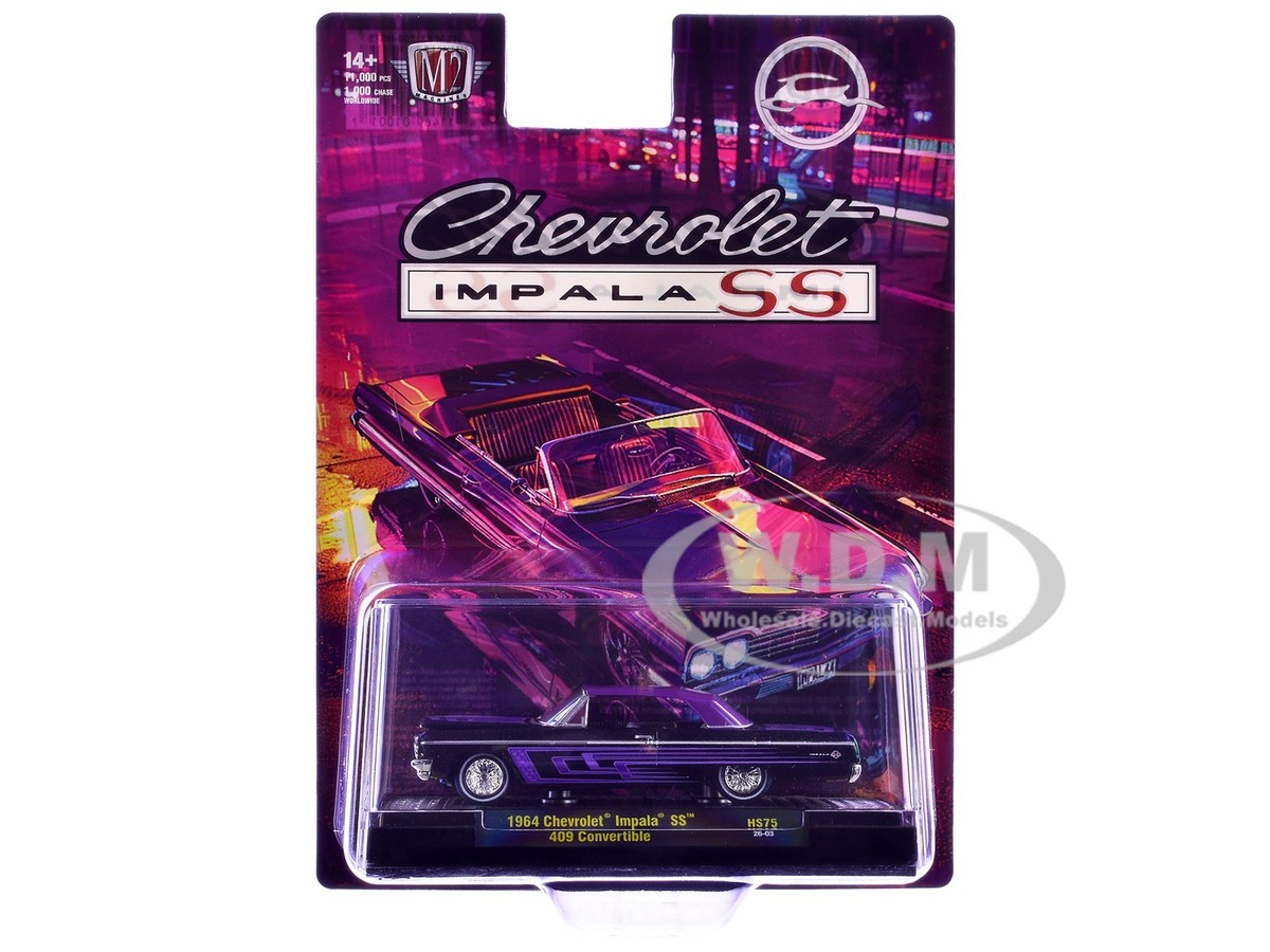1964 CHEVROLET IMPALA SS 409 CONVERTIBLE BLACK 1/64 DIECAST CAR BY