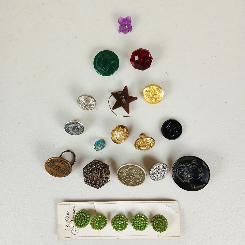 Vintage Buttons Unique Mixed Lot of 21 Military Girl Scouts Historical