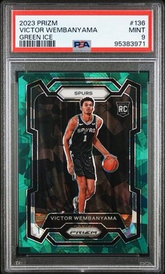 2023 Panini Prizm #136 VICTOR WEMBANYAMA GREEN ICE SSP SPURS PSA 9 
