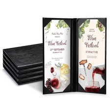 WeChef 5 Pack Menu Covers 4.25"x11" 2 View Angled Corners Wine List Restaurant