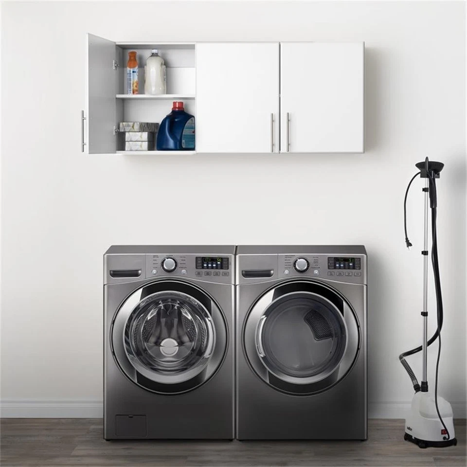 Prepac Elite 54 pulgadas Armario de almacenamiento de pared de madera de ingeniería de 3 puertas en blanco Foto 4 de 4