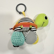 Infantino Turtle Crinkle Rattle Mirror Play Colorful Hanging Plush Baby Toy