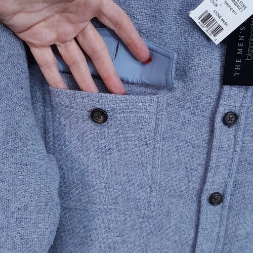 BLOOMINGDALES Jacket Mens XL Blue Gray Button Up Overshirt 100% Wool $248 image 3