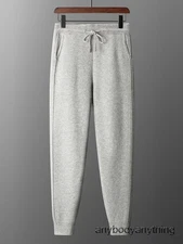 Men's Cashmere Pants 100% Pure Wool Thickened Trousers Knitted Warm Sweatpants