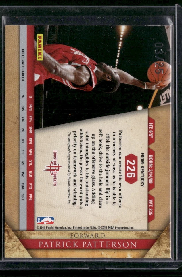 2010-11 Panini Gold Standard #226 Patrick Patterson Platinum Gold #/25 - Image 2 of 2