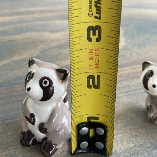 Lindo juego de saleros y pimenteros de cerámica de 2” mapache mapache mapache (SH) - Imagen 8 de 9