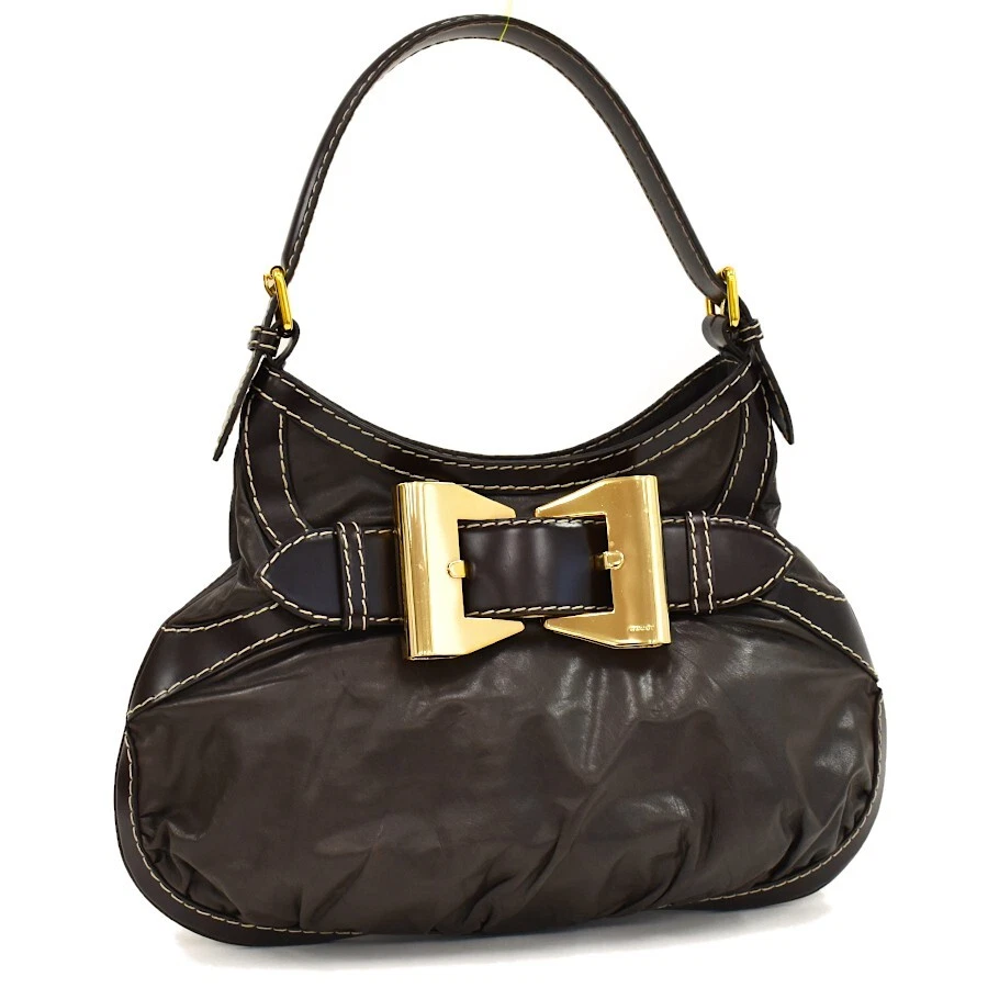 GUCCI Sac Femme Queen Hobo One Bandoulière Cuir Marron Foncé Occasion Authentique F/S
