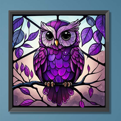 5D DIY Full Round Drill Diamond Painting Owl Kit Home Decoration