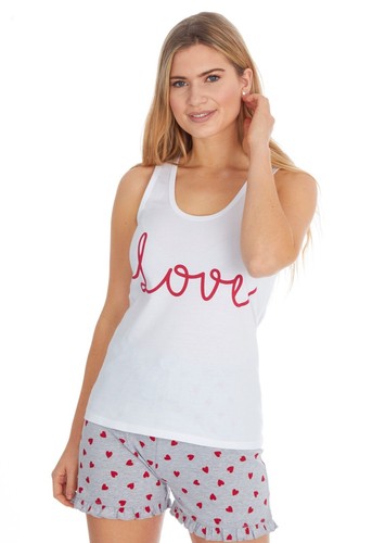 heart vest top and pj shorts pyjama set 