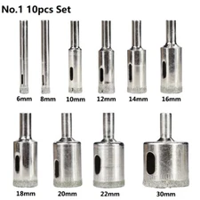 10pcs Diamond Hole Saw Drill Bit Set 6-30mm Maker Cutter Glass Ceramic Tile